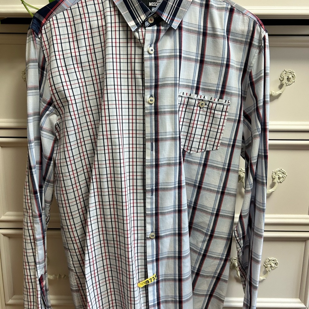 Moschino Blue and Red Plaid Shirt
